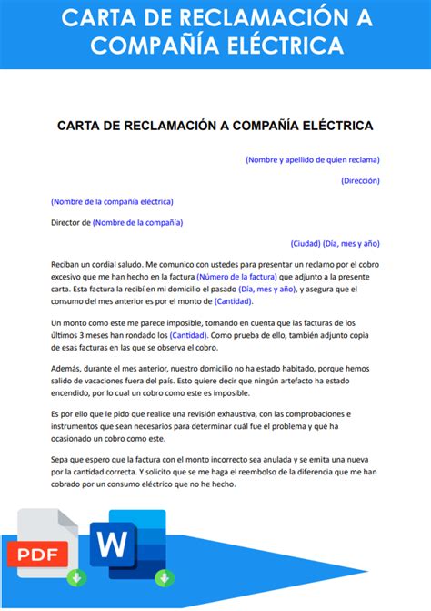 Carta De Reclamación A Una Compañía Eléctrica Ejemplopedia