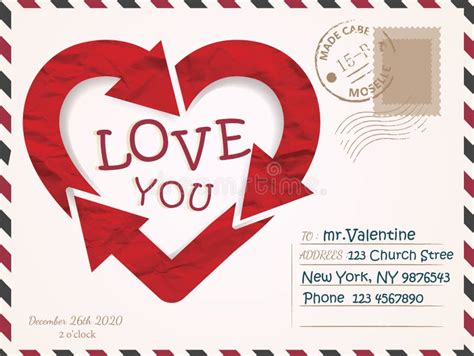 Valentines Day Postcard Card Design Vector Stock Vector Illustration