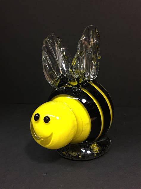 Extra Small Blown Glass Smiling Bee By Tacoma Glassblowing Etsy Uk