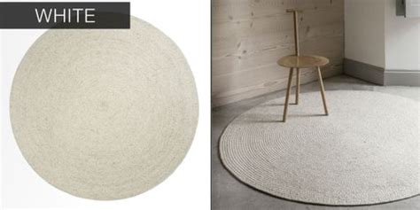 Hand Crafted Cable Knit Modern Round Hand Braided Woven Wool Rug White