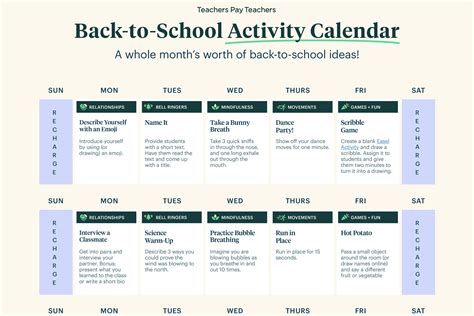 Back To School Activity Calendar Downloadable Laptrinhx News