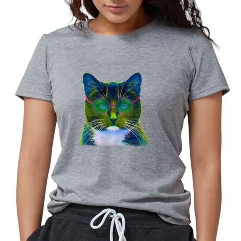 Cool Cat In Funky Sunnies Womens Deluxe T Shirt Cool Cat In Funky