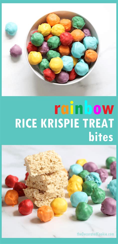 Rainbow Rice Krispie Treat Bites Colorful Fun Unicorn Food