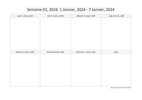 Calendrier 2024 Semaine Planning Hebdomadaire Semainier