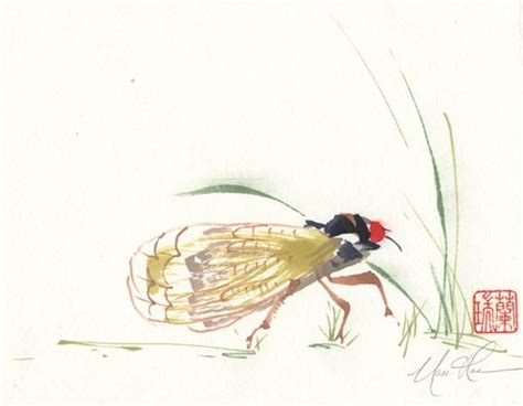 Original Insect Brush Painting Of All He Surveys Nan Rae Studio