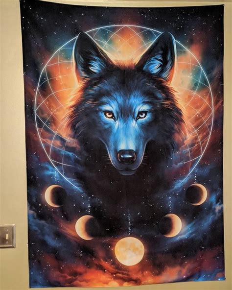 Dream Catcher Wolf Wall Tapestry Spirit Animal Art Animal Art