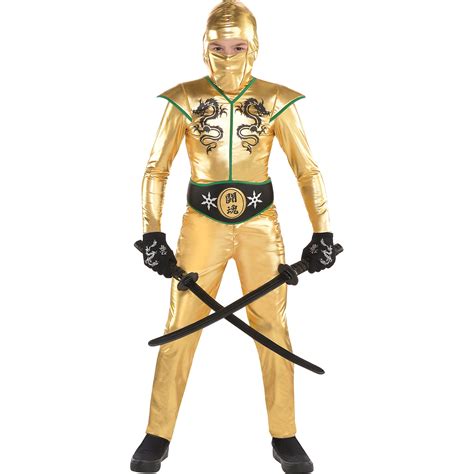 Amscan Gold Fighter Ninja Costume For Boys Includes A Jumpsuit A Hood