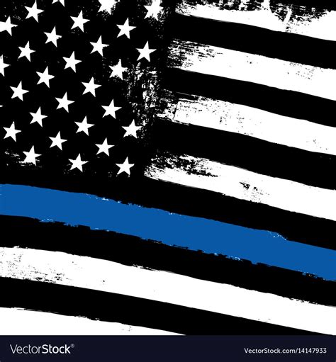 Thin Blue Line Black Flag With Police Blue Line Vector Image