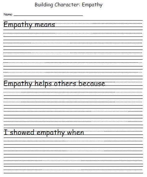 Character Development Template Empathy Education World