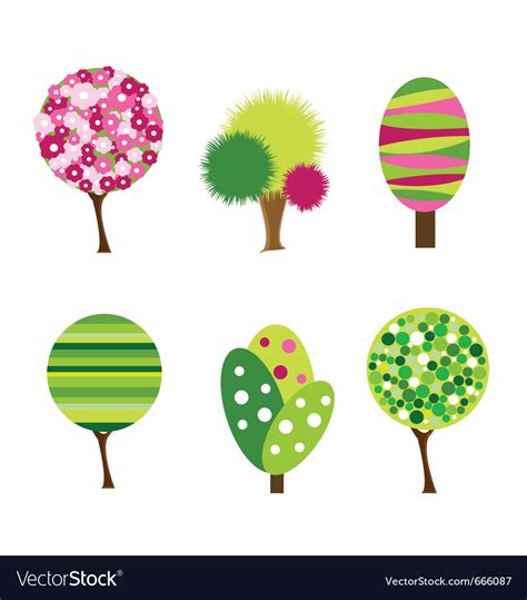 Cartoon Colorful Trees Royalty Free Vector Image