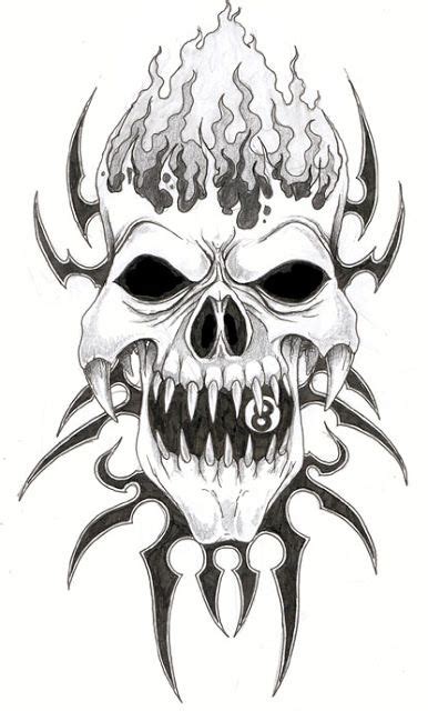 Pin Tattoos Life Style Skull Tribal On Pinterest Skull Tattoo Evil