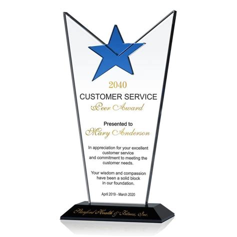 Buy an employee recognition plaque now. Star Crystal Customer Service Excellence Award Plaque
