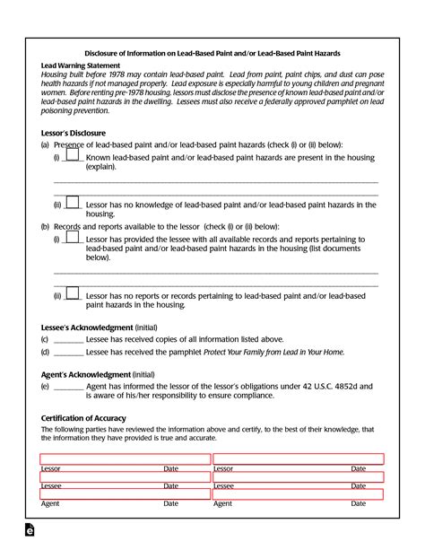 Free Lead Based Paint Disclosure Forms For Sellers And Landlords Pdf