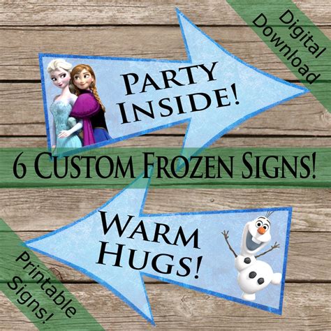 6 Custom Frozen Signs Digital Download Printable Frozen Etsy