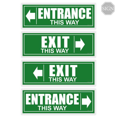 Entrance Exit This Way Left Right Sign Label Laminated Signage 4 X