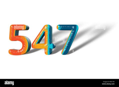 3d Number 547 Five Hundred Forty Seven Lively Colours Stock Photo Alamy
