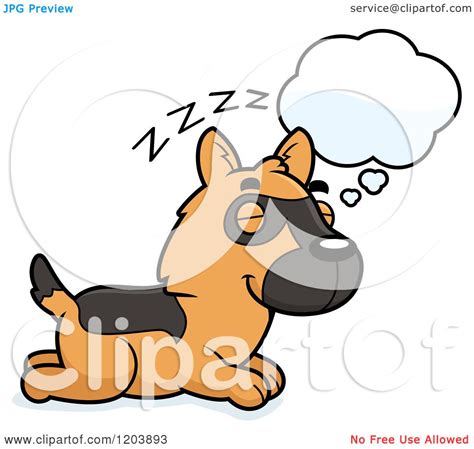 Cartoon Of A Cute German Shepherd Puppy Dreaming Royalty Free Vector