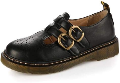 Womens Mary Jane Oxfords Patent Leather Shoe T Bar Double Buckle Round