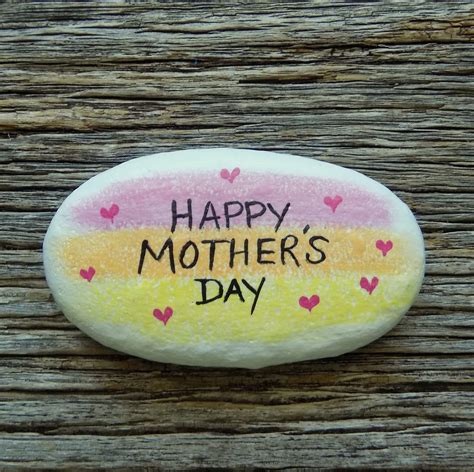 Happy Mothers Day Painted Rockdecorative Accent Stone Paperweight