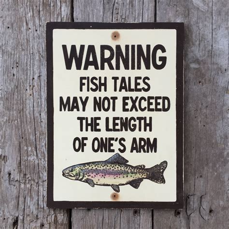 Fish Tales Fishing Sign Handmade Vintage Trout River Lake