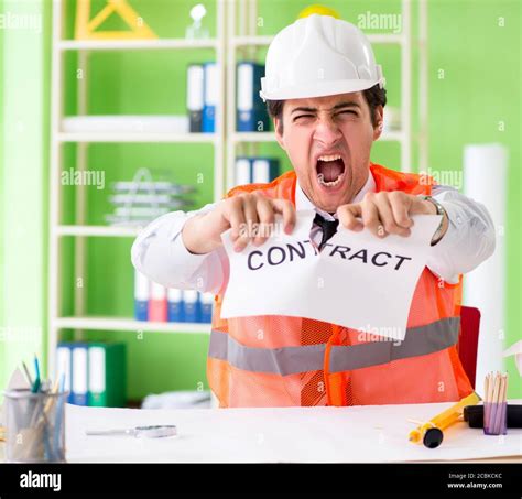 The Angry Construction Supervisor Cancelling Contract Stock Photo Alamy