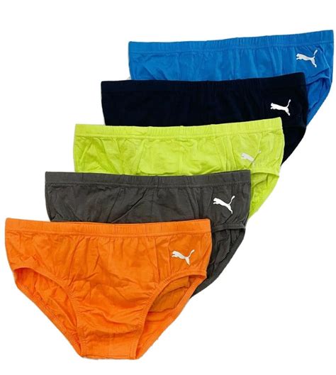 Puma Mens Brief Pack 5 Orange Blue Sz Small Underwear X5 Low Rise