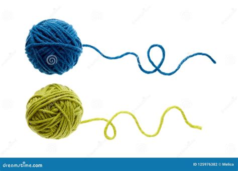Blue And Green Woolen Balls Over White Background Stock Photo Image