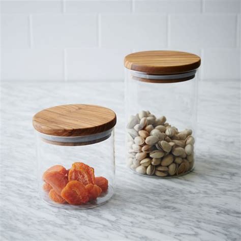 Olive Wood Glass Canister Kitchen Storage Solutions