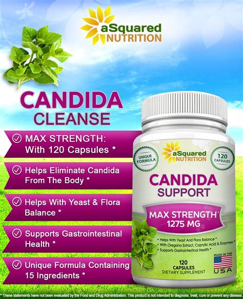 pure candida cleanse supplement 120 capsules natural candida support and detox complex with