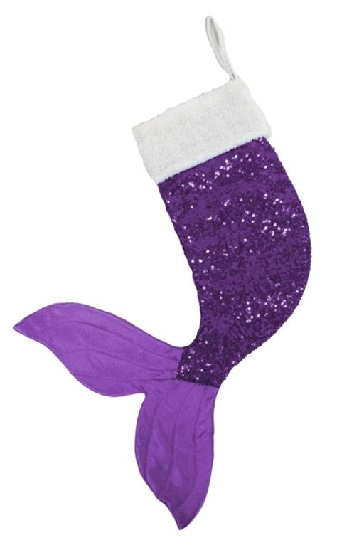 Mermaid Tail Sequin Stocking — Purple Mermaid Tail Sequin Christmas Stockings Popsugar Love
