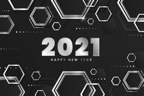 Free Vector Honeycomb Silver Happy New Year 2021