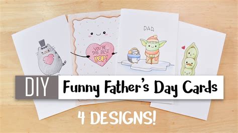 Diy Funny Father’s Day Cards Easy 4 Cute Puns Card Ideas For Dad Youtube