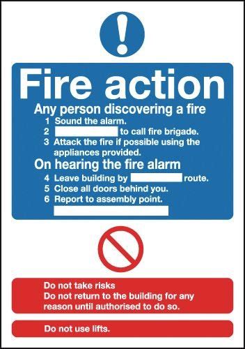 Clear Compliant Fire Action Sign Stay Safe On Site Seton