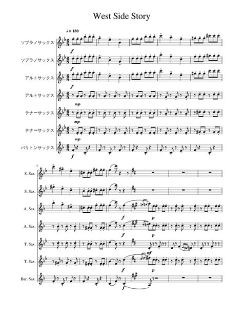 West Side Story Sheet Music For Saxophone Alto Saxophone Tenor