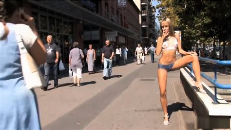 Blue Angel Body Painted Walking In Public Blonde Angel Eporner