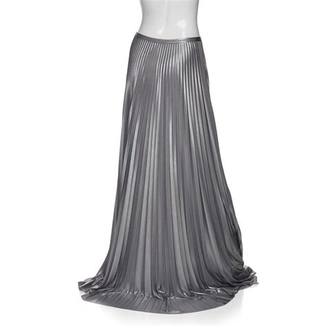 Halston Exclusive Pleated Maxi Skirt Silver In Metallic Lyst