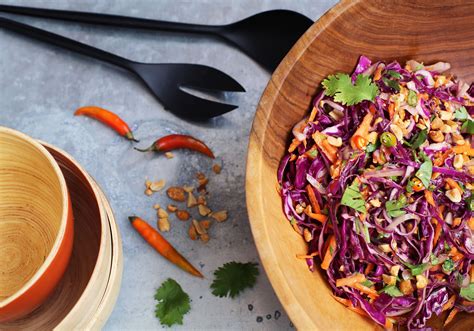 Thai Slaw With Peanut Sesame Ginger Sauce Prepared With Maries Sesame