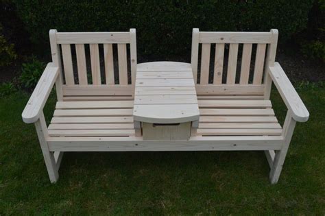English Twin Seater Bench With Table And Wood Crate Drawer Etsy In