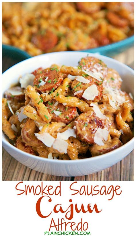 1 can (28 oz) muir glen™ organic fire roasted crushed tomatoes, undrained. Smoked Sausage Cajun Alfredo - Only 5 ingredients - smoked ...