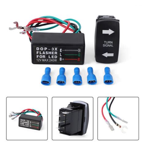 For ATV UTV Turn Signal Kit Rocker Switch Blinker SPDT LED S With