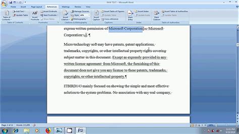 Word 2007 How To Create And Update Index In Word Youtube