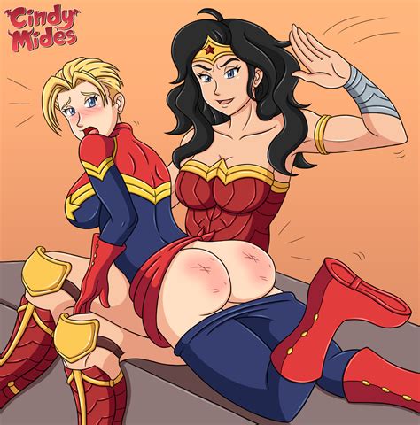 Rule 34 2girls Ass Captain Marvel Carol Danvers Cindy Mides Crossover Dc Comics Diana Prince
