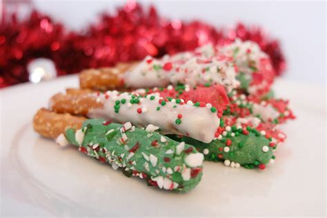 Holiday Chocolate Dipped Pretzel Sticks And Then Home