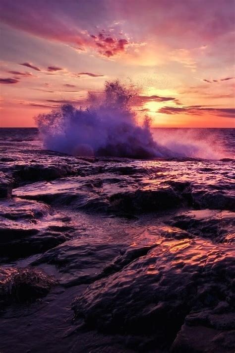 Sunset On The Atlantic Ocean Scenery Beautiful Nature Waves