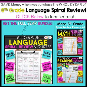 Ixl offers hundreds of grade 6 math skills to explore and learn! 6th Grade Language Spiral Review | 2 Weeks FREE by One Stop Teacher Shop