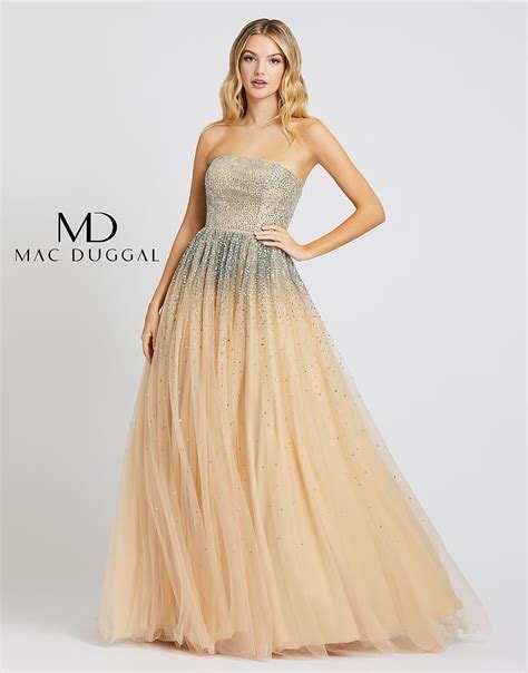 Beige prom two piece crop top. Mac Duggal Strapless Tulle Prom Dress Evening Gown in 2020 ...