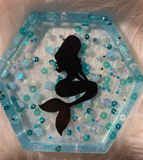 Mermaid Themed Coaster Mermaid Resin Coaster Mermaid Decor Etsy