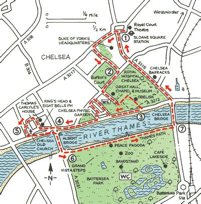 Detailed map of chelsea and near places. Walking with the Pensioners of Chelsea - Walks - The AA