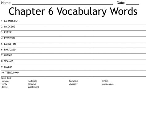 Chapter 6 Vocabulary Words Word Scramble Wordmint