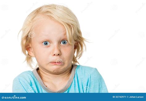 Cute Scared Boy Stock Image Image Of People Closeup 32742971